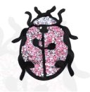 Applikation - Aufbügler - Marienkäfer mit Steinchen - hellrosa glitzer